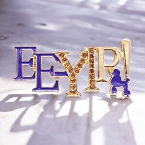 Sigma‎ Gamma Rho Brooch Logo Poodle With Gold Rhinestones